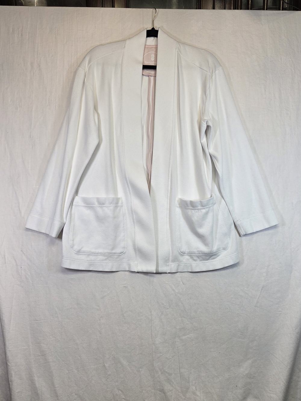 Tommy Bahama Aruba Cardigan Women’s Large White Open Front Cotton Jacket. #0406